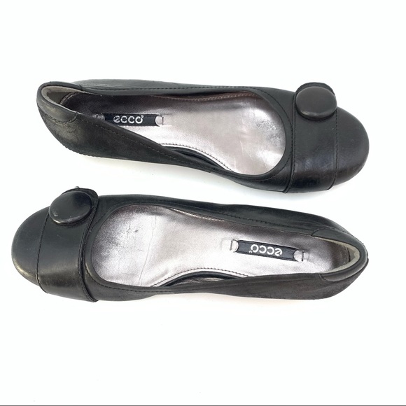 Ecco Black Leather Flats Size 37 - Picture 5 of 6
